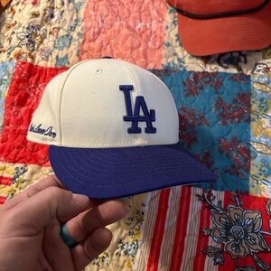 White and Blue Baseball Cap